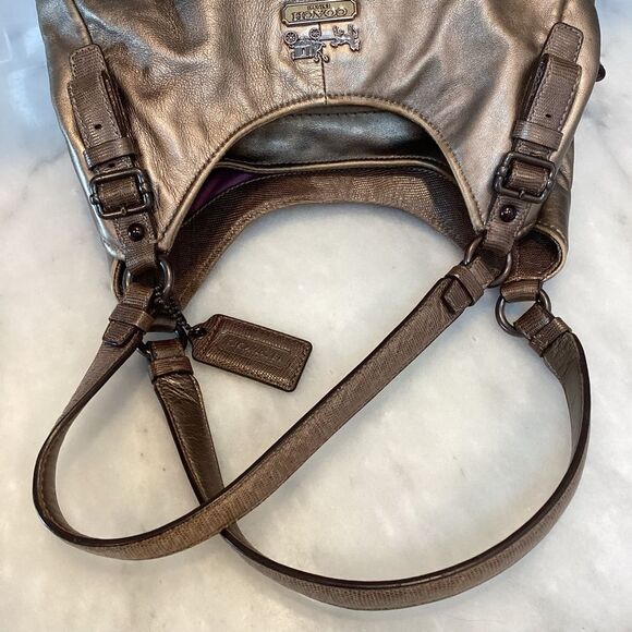 Coach Maggie Madison Metallic Leather Hobo Shoulder Bag HTF - Picture 10 of 16